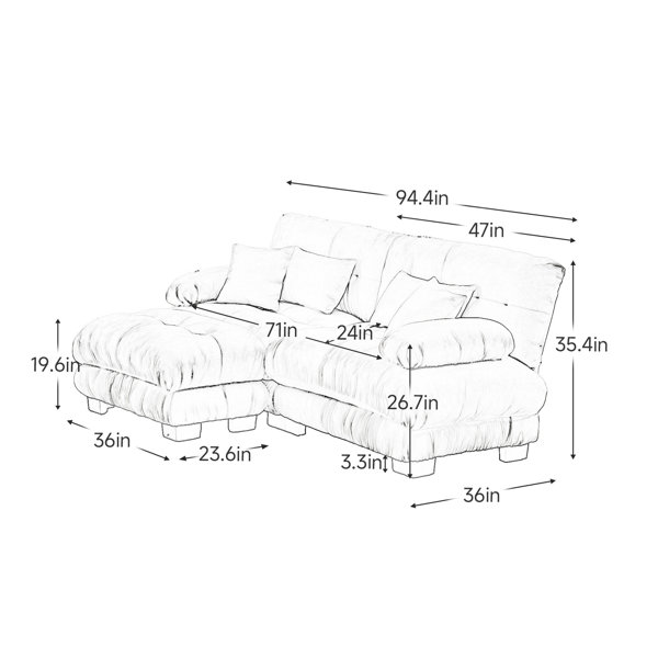 Latitude Run® Luxury Modular Living Room Couch - Oversized L Shaped ...
