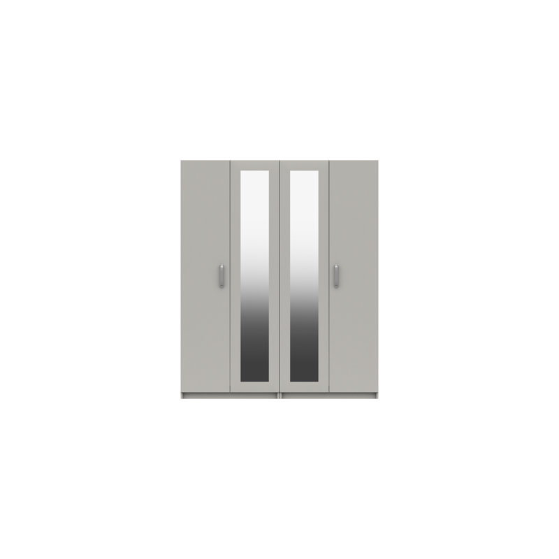 Narvaez 4 Door Manufactured Wood Wardrobe, Light Grey Gloss