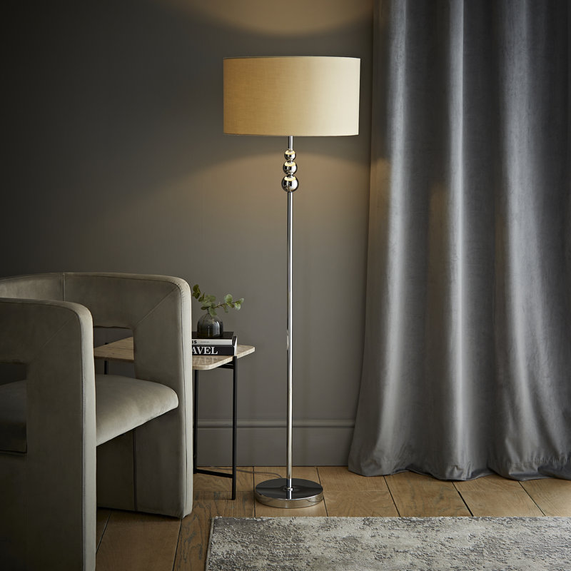 Randalia 145cm Traditional Floor Lamp, Chrome , Natural
