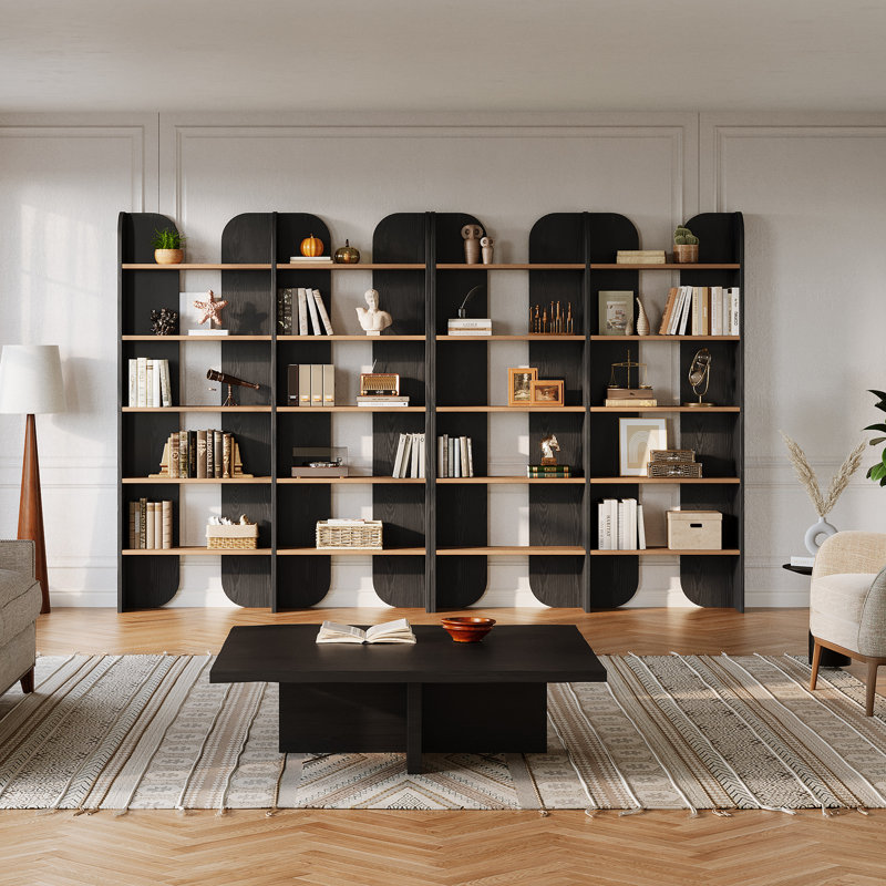 70.87-Inch Tall Bookcase with Open Shelves, Black, 1