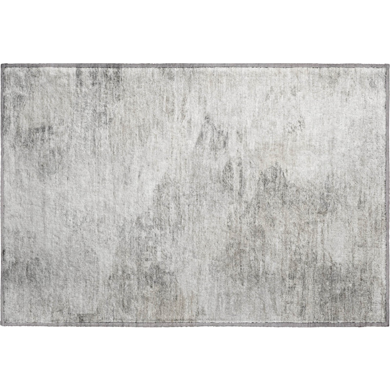 Premium Machine Washable Cerrito AMF592 Silver Rug, Rectangle 1'8" x 2'6"