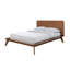 Lit plateforme double en bois de noyer massif, style transitionnel de style Mid-Century, tête de lit à panneau, pieds fuselés, cadre de lit en bois couleur matelas, style,-701446250