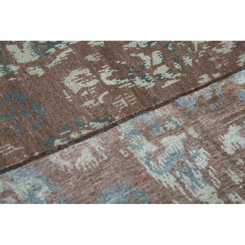 Ikat Area Rug in Rust/Gray/Beige, Rectangle 9'2" x 12'2"