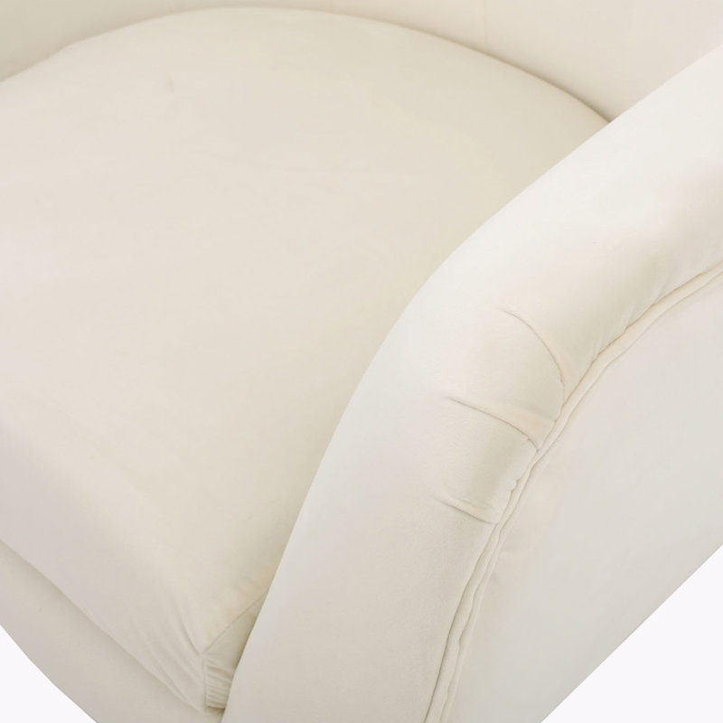 Fauteuil à oreilles rembourré, Ivoire ivoire, Noir, H 39,72 po x l 28,47 po x P 34,26 po