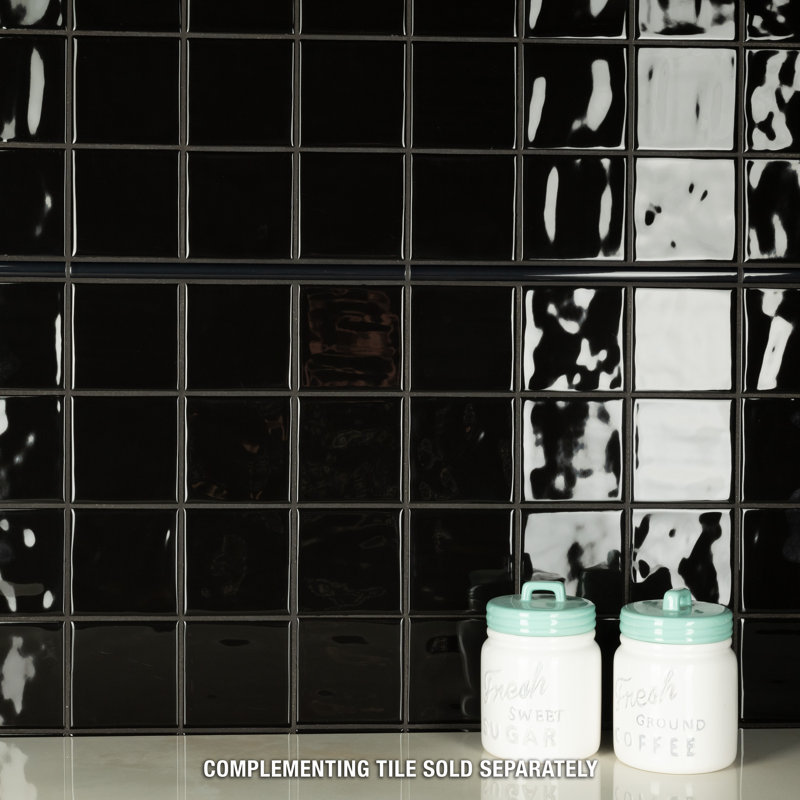 Twist 4" x 4" Ceramic Grid Mosaic Tile, Black Olive