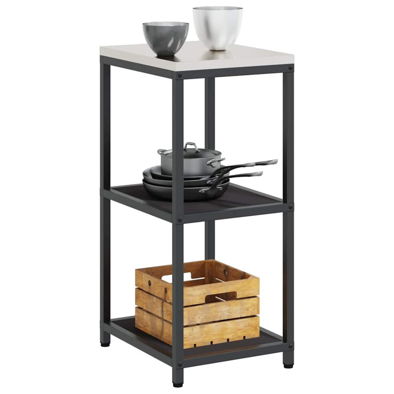  Kitchen Storage Shelf With Shelf With Storage White Steel, 92cm H x 40cm W x 50cm D, Black