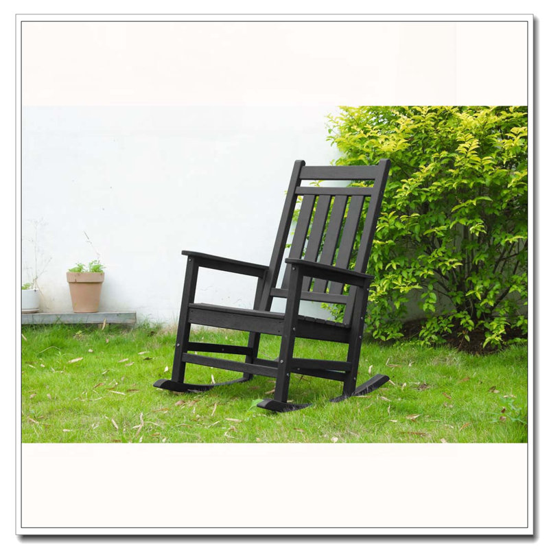 Chaise berçante surdimensionnée toutes saisons avec dossier ergonomique, Noir