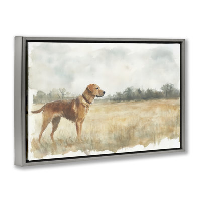 Retriever Dog in Open Field Floating Frame, design by Petal Prints Design