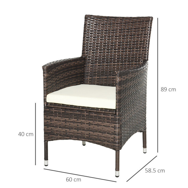 Gamino Patio Dining Side Chair with Cushion, Brown