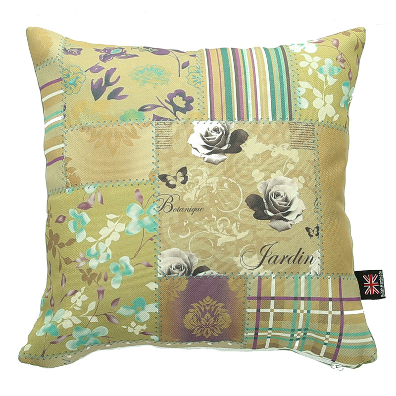 Chaska Floral Square Cushion, 55" H x 55" W, Green/Gold