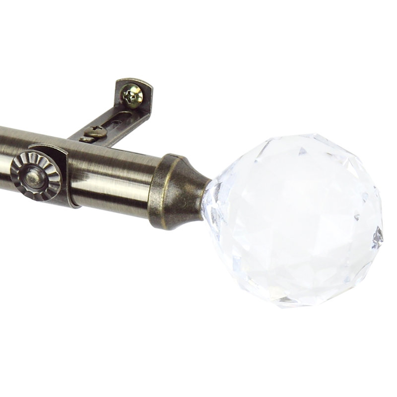 Tringle à rideaux simple ajustable Debbra, Laiton antique, 28 à 48 po (de chaque côté)