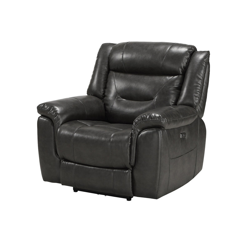 Grey Power Recliner With USB Port