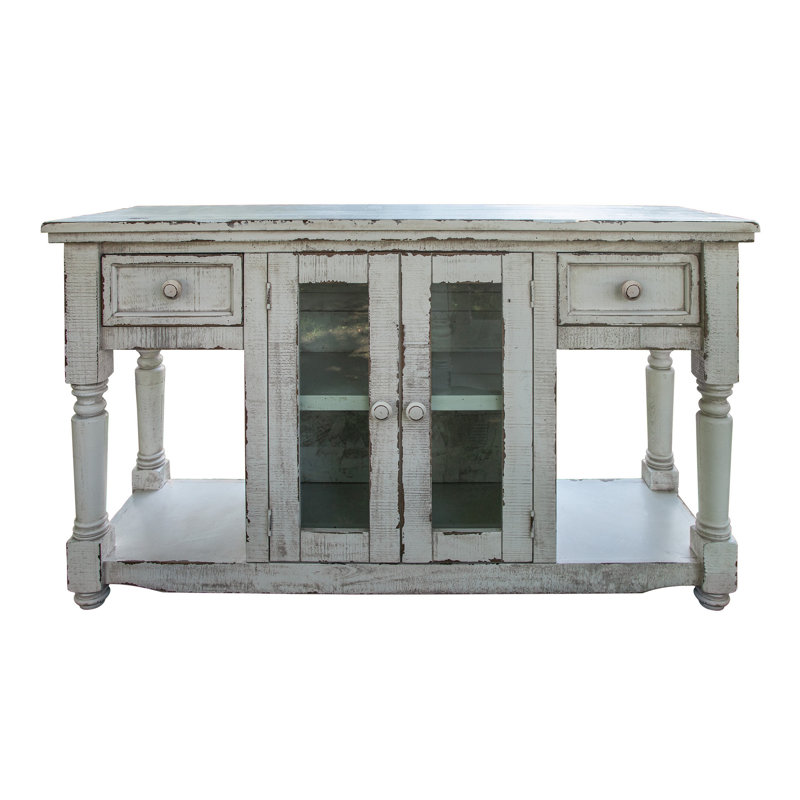 Sayne 55'' Solid Wood Top Console Table, White