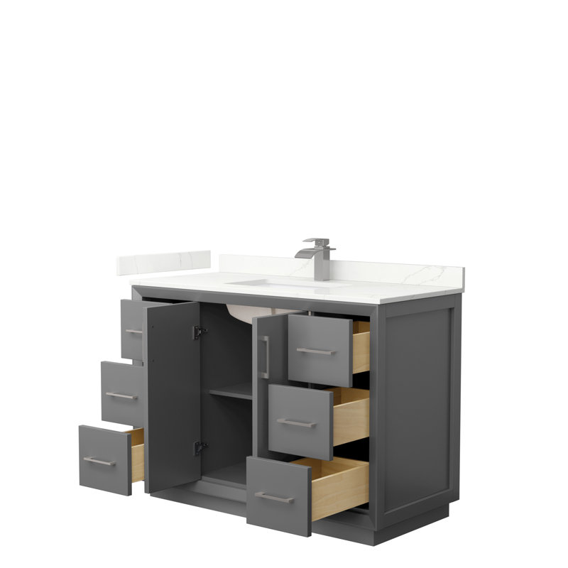 Strada 48'' W Single Vanity, Matte Black, Dark Gray, Giotto Quartz