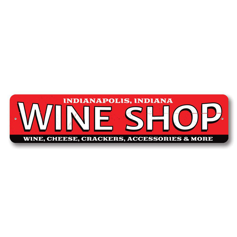 Enseigne en aluminium Wine Shop, H 6 po x l 24 po x P 0,06 po