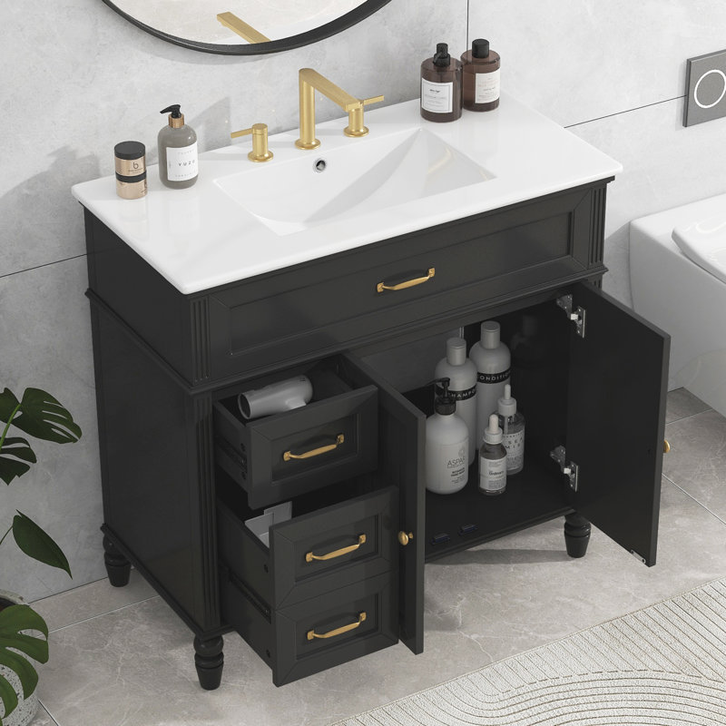 Bathroom Vanity Cabinet with Two Doors and Three Drawers