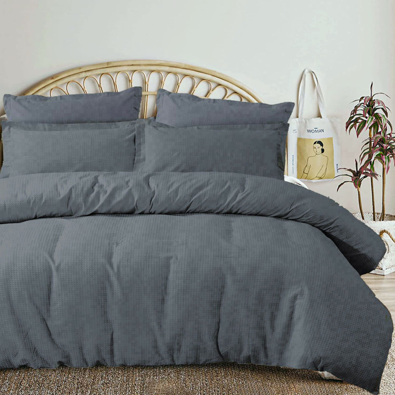 Firoozeh Grey 100% Cotton 180 TC 3 Piece Duvet Cover Set