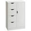 Armoire autoportante à grain de bois blanc pour salle de bain, 4 tiroirs et porte, structure, sangle de basculement, capacité de rangement de 88 lb avec porte pour salle de bain, style, panneau de particules, sécurité, moderne