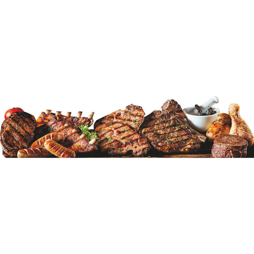 SP13127, viande grillée, bifteck, côtes levées, porc, boeuf, hot-dogs, découpe en carton, debout, debout