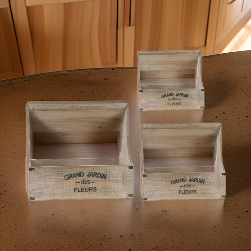Ensemble de pots à fleurs en bois manufacturé 3 pièces Haimar
