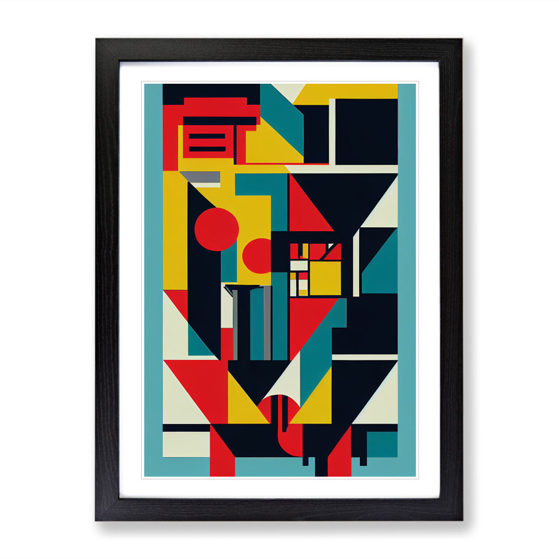 Bauhaus Abstract Art No.4 - Single Picture Frame Print, Black Framed, 64cm H x 46cm W x 2cm D