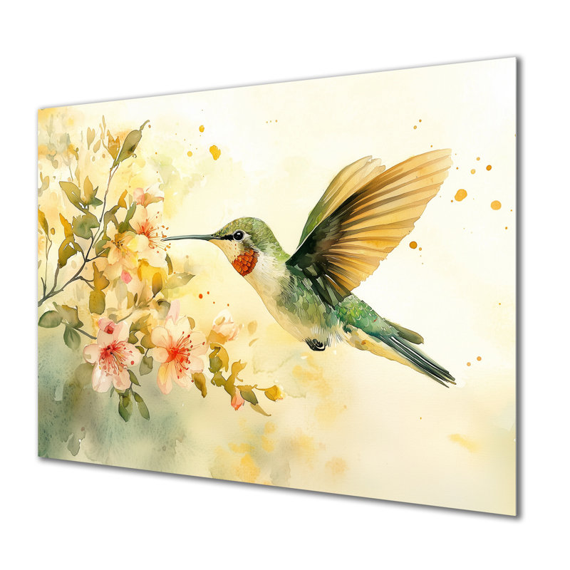 Colibri en vol II - oiseau, décoration murale en métal, reproduction d'art moderne en métal, H 12 po x l 20 po