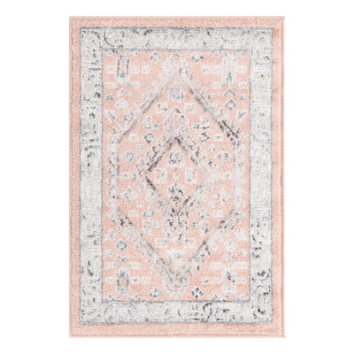 Tapis oriental rose / gris / blanc cassé Edson