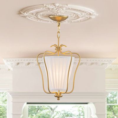 Luminaire suspendu en forme de lanterne plissée à 1 lumière d'inspiration vintage