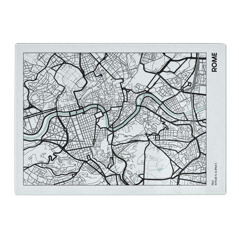 Map Rome Italy Chopping Board, 20cm W x 28.5cm L
