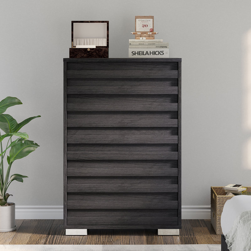 Louby 5 Chest Of Drawers For Bedroom, 47" Tall Drawers Dresser, Black, Black