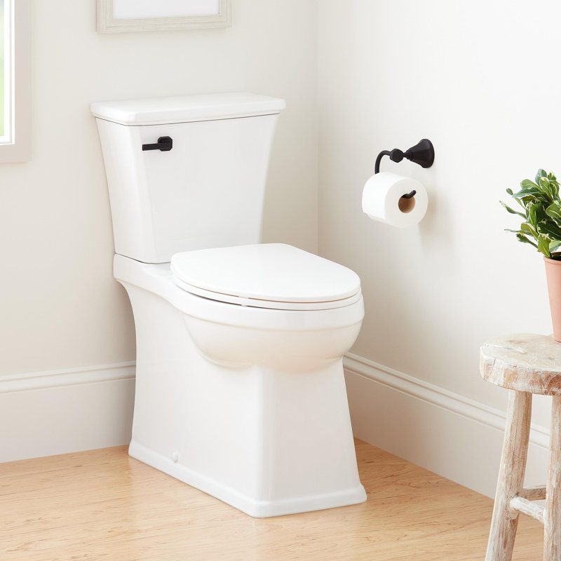 Benbrook 1.28 GPF Two Piece Skirted Elongated Toilet, White/Matte Black