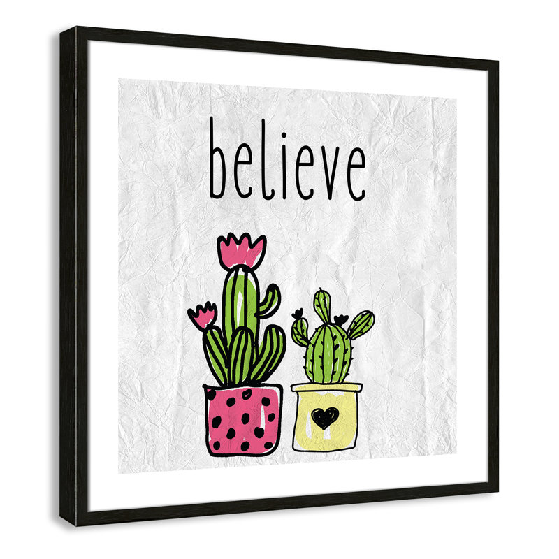 Cactus B, art encadré, 26.5" H x 26.5" W x 1.18" D, Encadré de boîte noir