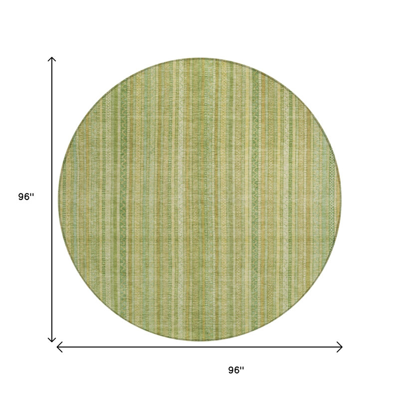 Tapis extérieur lavable rayé rond vert et doré 8 pi artichaut