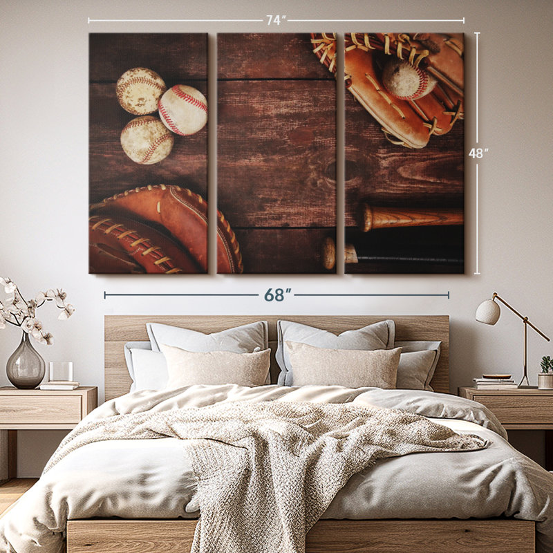 «Baseball rétro» sur toile, H 48 po x l 74 po x P 1,25 po