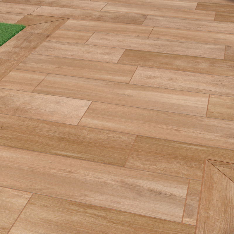 Duravia 12 in. x 48 in. x 0.79 in. Matte Porcelain Stone Look Paver (8 sq. ft./unit, 2 Pieces), Briar Chestnut