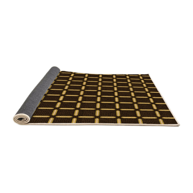 Tapis décoratif jaune/noir tissé à la machine à motif géométrique Gustafson, Rond 5 pi