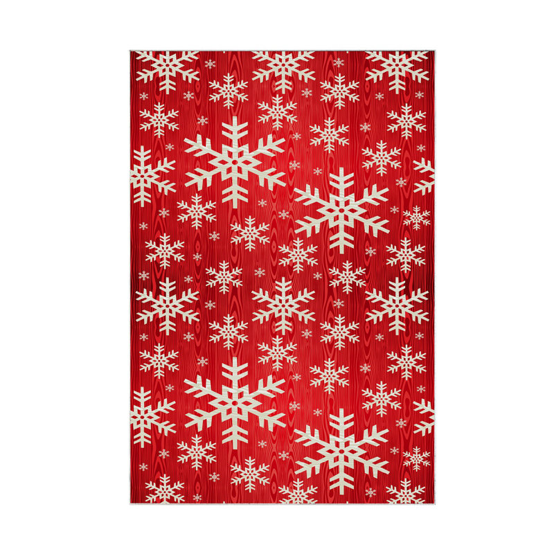 Tapis géométrique en polyamide tissé à la machine en rouge, Tapis de couloir 3 pi 3 po x 6 pi 7 po