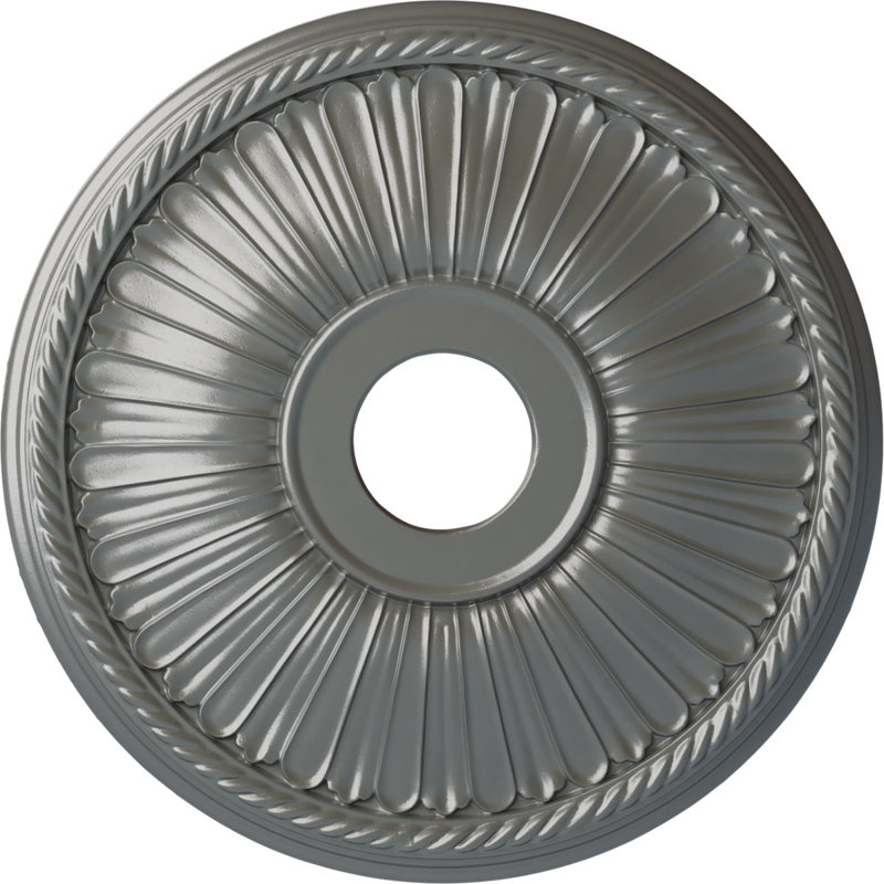 Médaillon de plafond Endurathane Berkshire, DE 20 1/8 po x P 3 7/8 po x P 1 7/8 po (convient aux auvents jusqu'à 6 3/8 po), fini argent peint à la main
