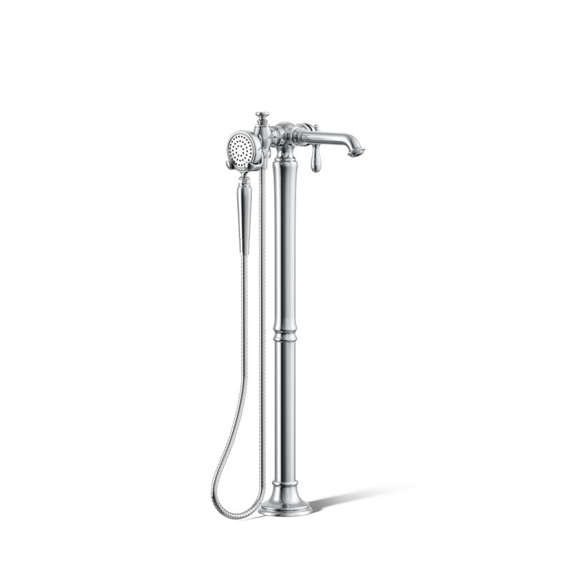Artifacts Single Handle Floor Mounted Clawfoot Tub Faucet, Polished Chrome
