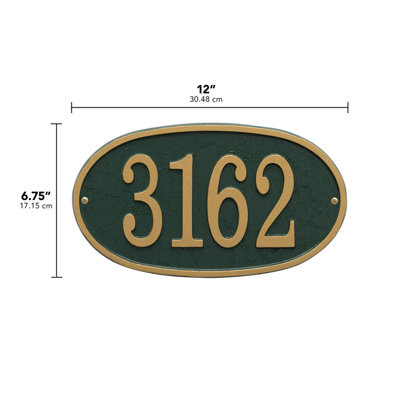Fast and Easy 1-Line Wall Address Plaque, Green/Gold, Yes