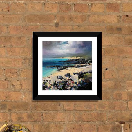 « coulours of harris », reproduction, H 16 po x l 16 po x p 1 po, Papier encadré noir