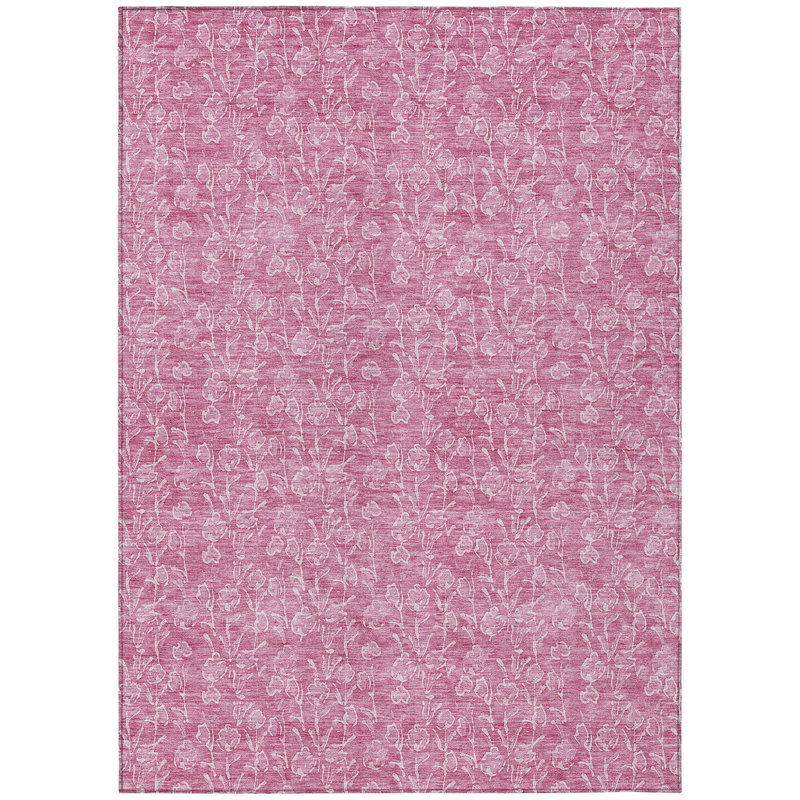5' X 8' Blush And Ivory Floral Washable Indoor Outdoor Area Rug, Rectangle 3' X 5'