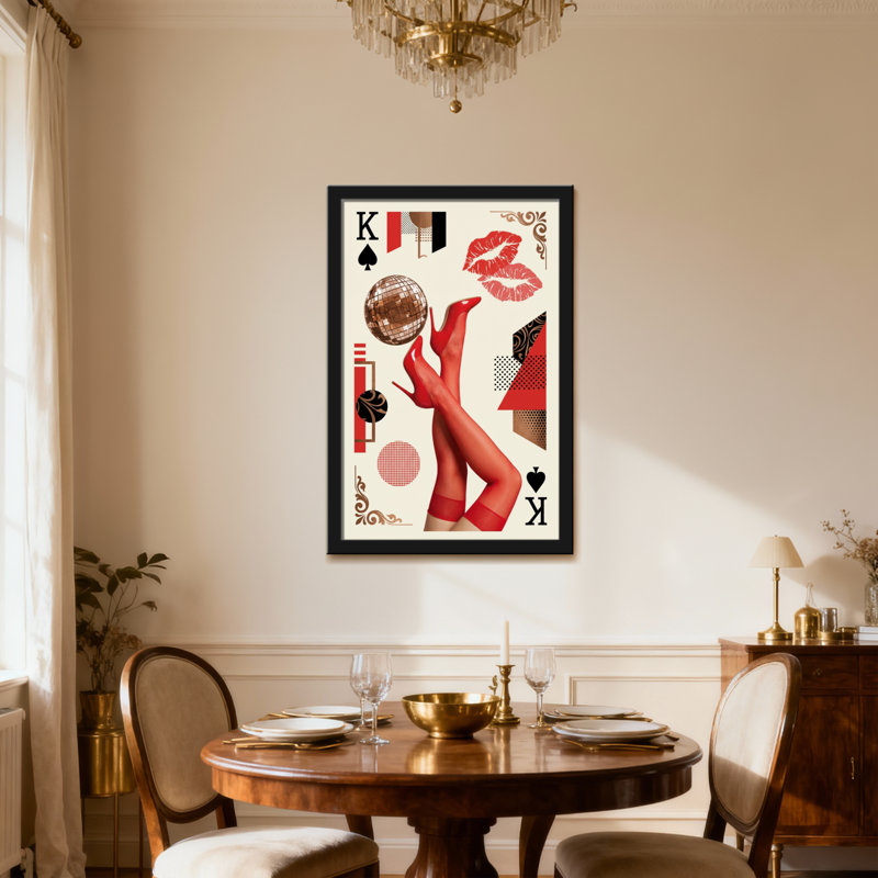 Motif de mode, talons rouges et lèvres disco, H 12 po x l 18 po, Toile tendue, Ne s’applique pas