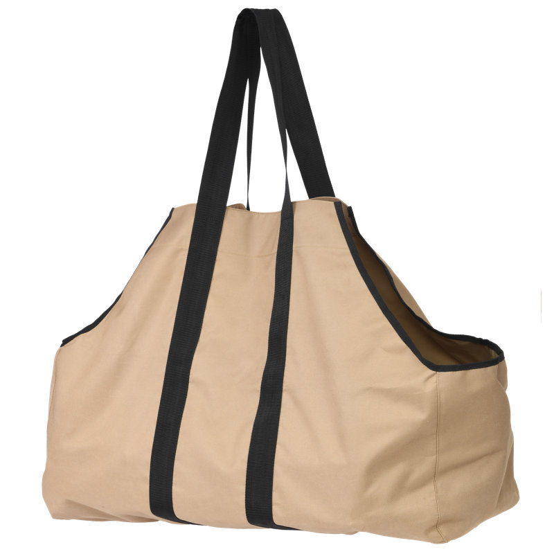Firewood Bag Extra Large Heavy Duty, 22" H x 11" W x 21" D, Tan