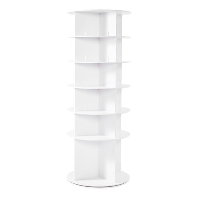 Range-chaussures 360 pivotant blanc, 6 organisateurs de carrousel ronds, autoportant pour la chambre à coucher, le salon, le vestibule, le placard, grande capacité pour contenir 24 paires de types de rangement rotatif paresseux, 35 lb par niveau,