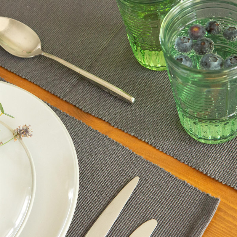 Nicola Spring - Ribbed Cotton Table Runner - 48 x 183cm, Grey