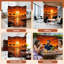 Paravent 4 panneaux pliant Royal African Sunset Acacia Trees Birds Orange Sky-131517750-131517748