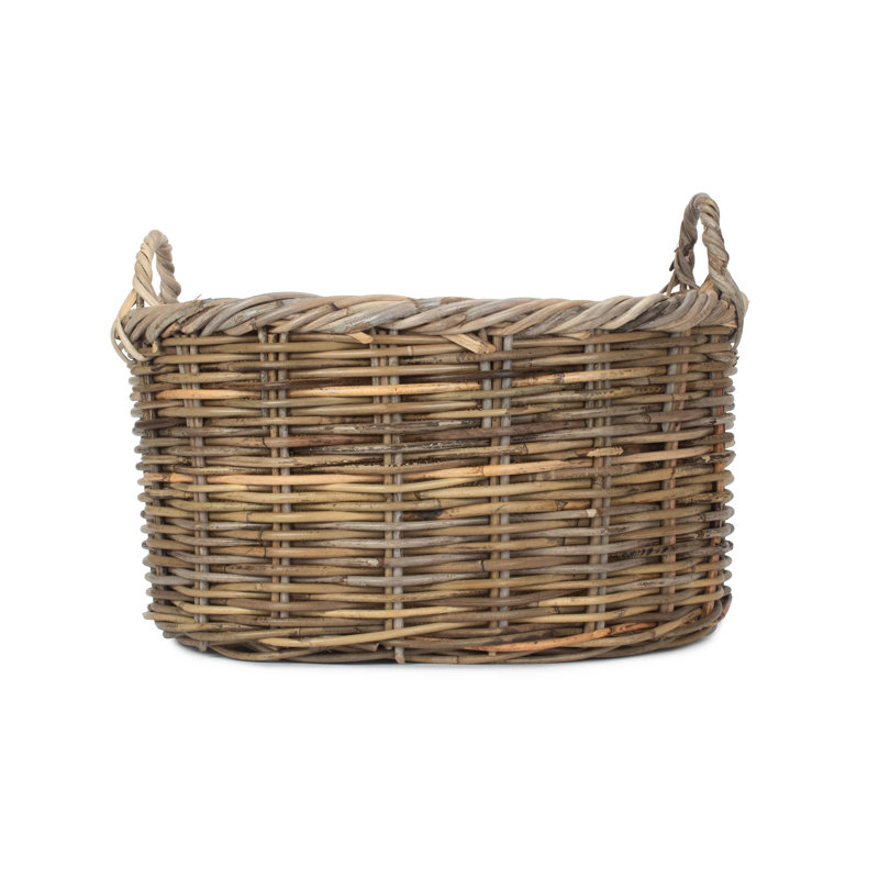 Lugowe Rattan Log Carrier Basket with Lining, 33cm H x 48cm W x 41cm D