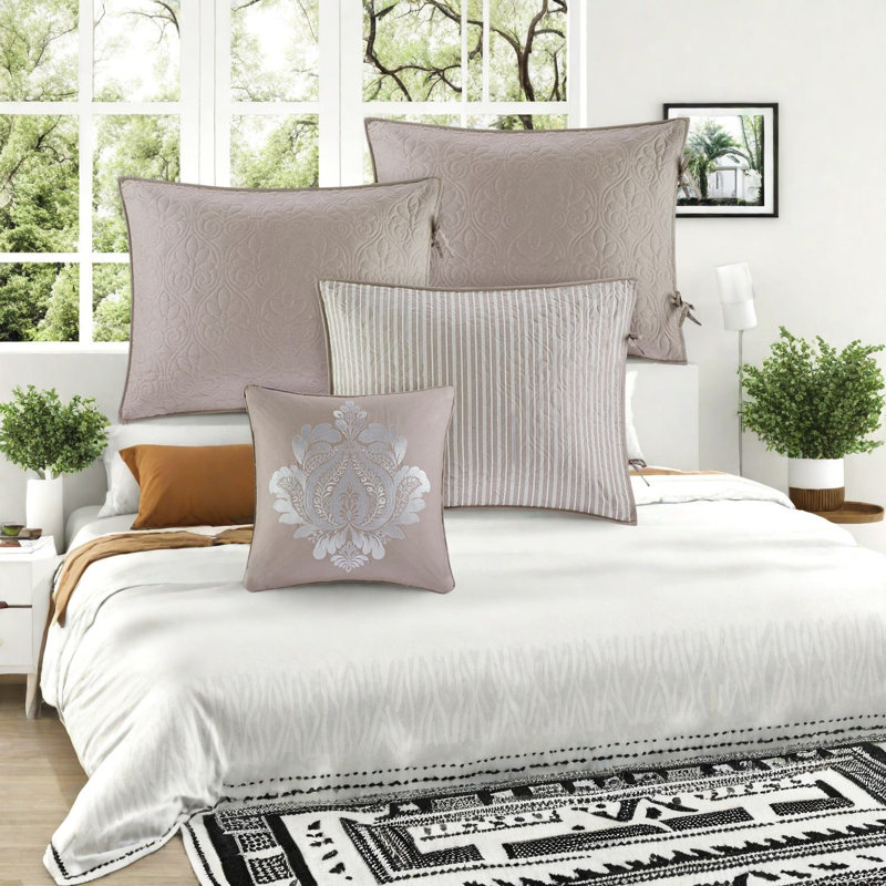 Ensemble de literie réversible en coton, confort kaki, style maison de campagne