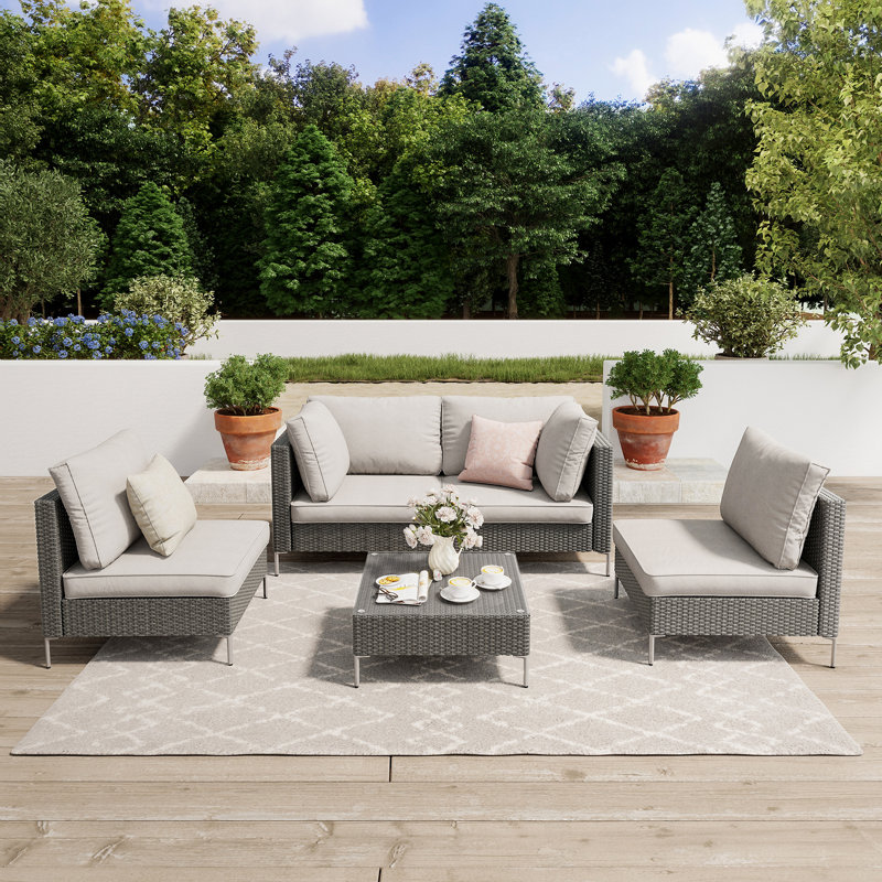 Ensemble de conversation pour 4 personnes, Gris
